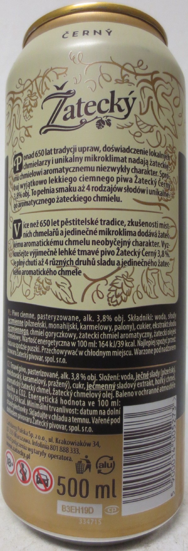 Žatecký ČERNÝ 3,8% OBJ. (50cl) (B/O) č.1 