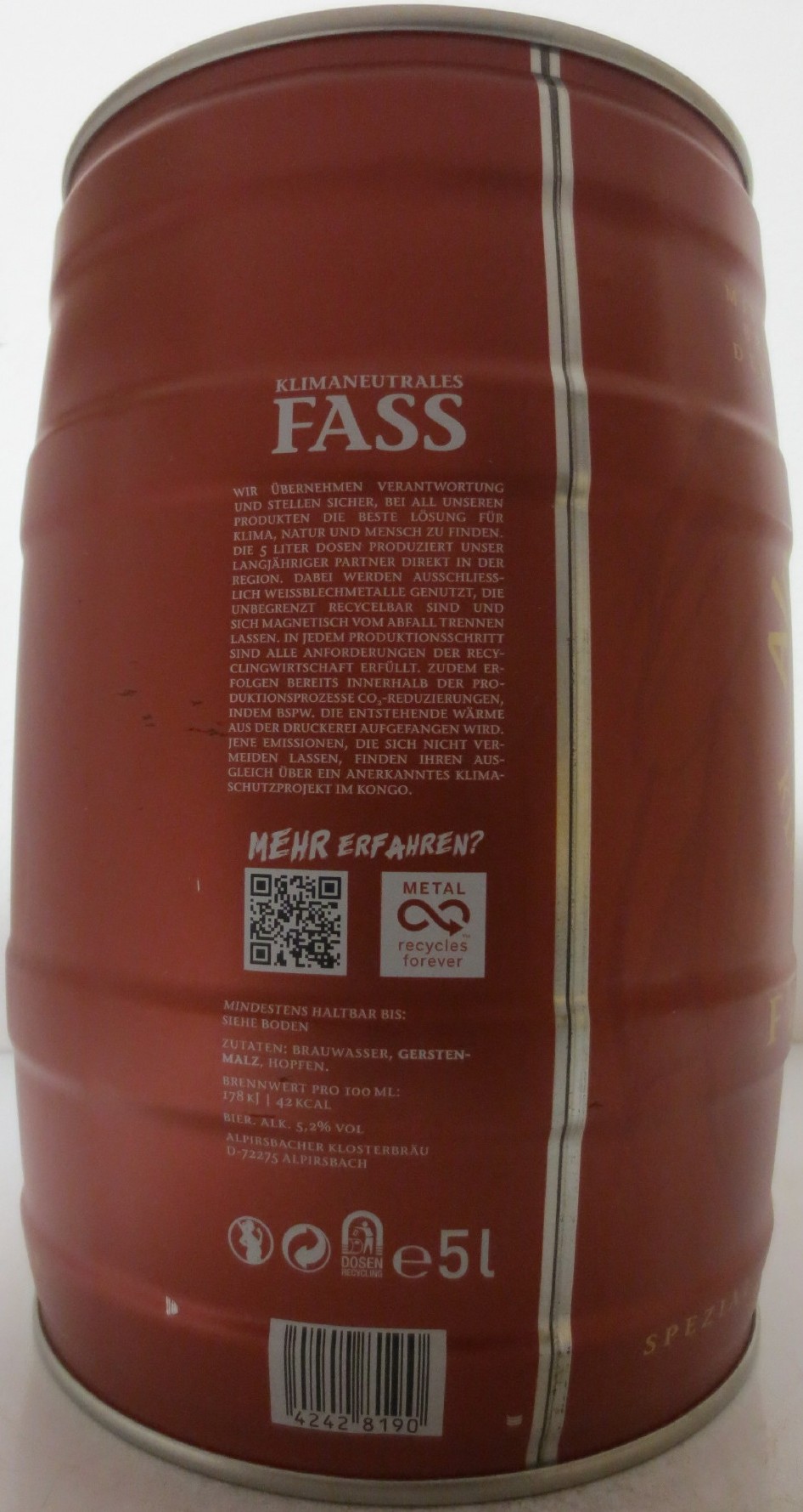 Alpirsbacher KLOSTERBRÄU FÄSSLE EDITION II (5L) Nr.1 
