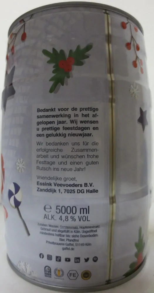 Gaffel Kölsch Prettige Feestvagen FROHE FEIERTAGE EVESSING (5L) Nr.1