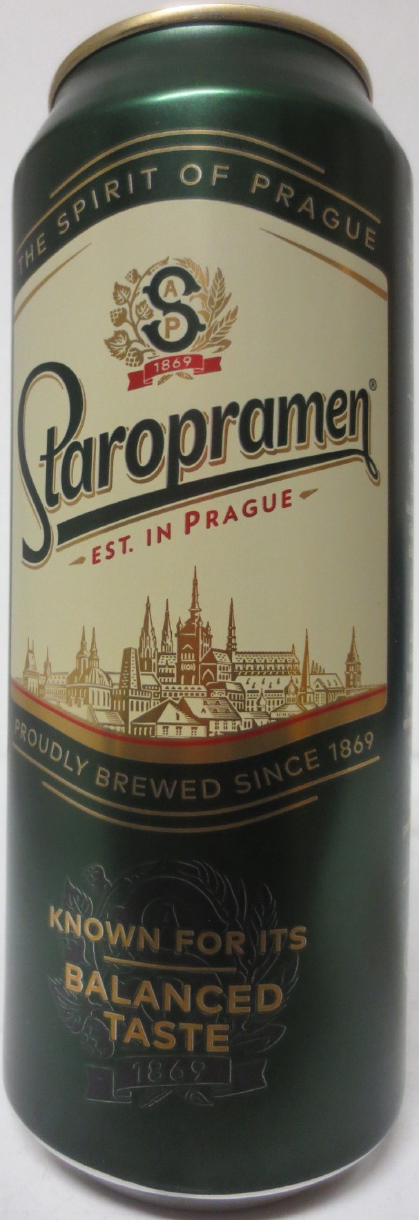 Staropramen EST. IN PRAGUE KNOWN FOR ITS BALANCED TASTE (S) (50cl) (B/O) č.1