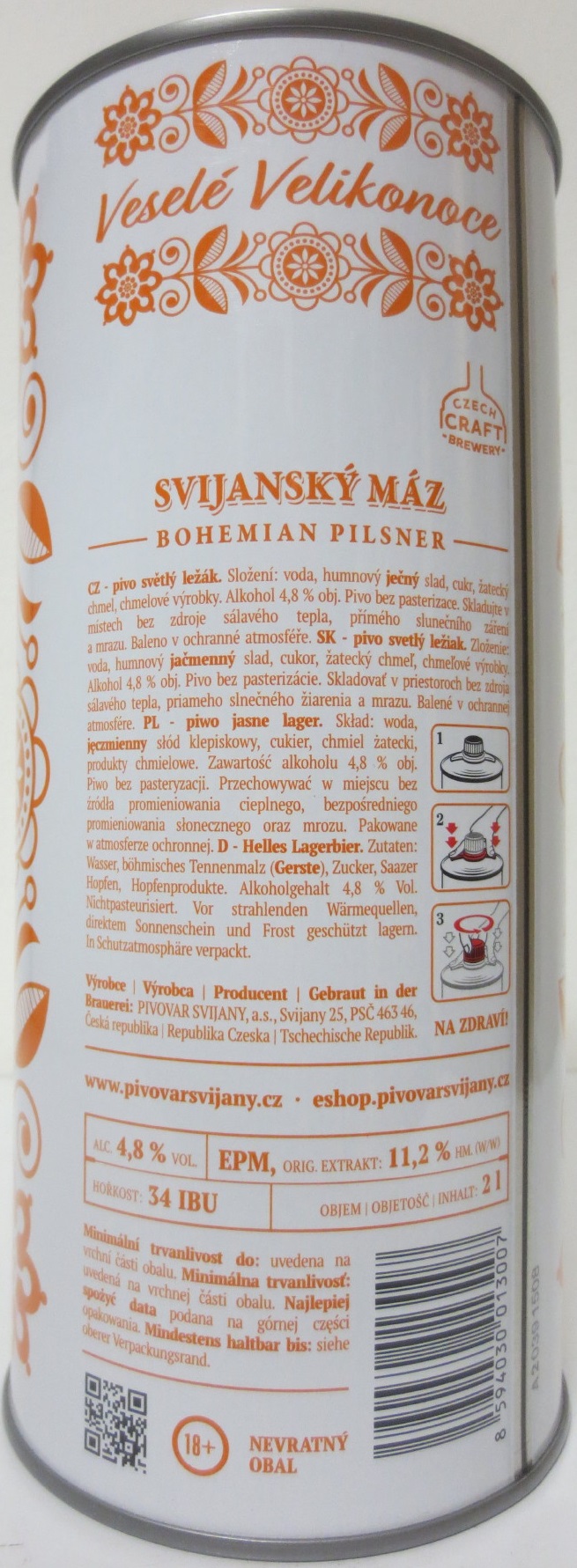 Svijany SVIJANSKÝ MÁZ Světlý ležák -1564- VELIKONOCE 2022 (200cl) č.2