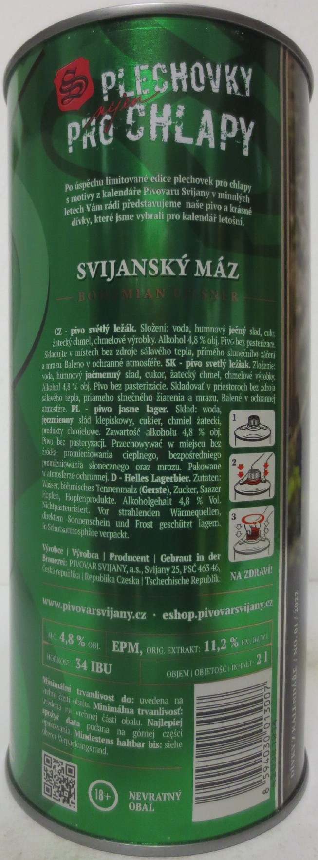 Svijany SVIJANSKÝ MÁZ dívky z kalendáře NO. 01/2022 (200cl)