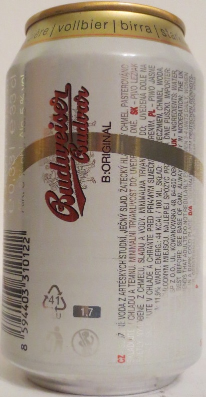 Budweiser Budvar B ORIGINAL Czech Imported Lager (CZ) (33cl) (B/O) č.1