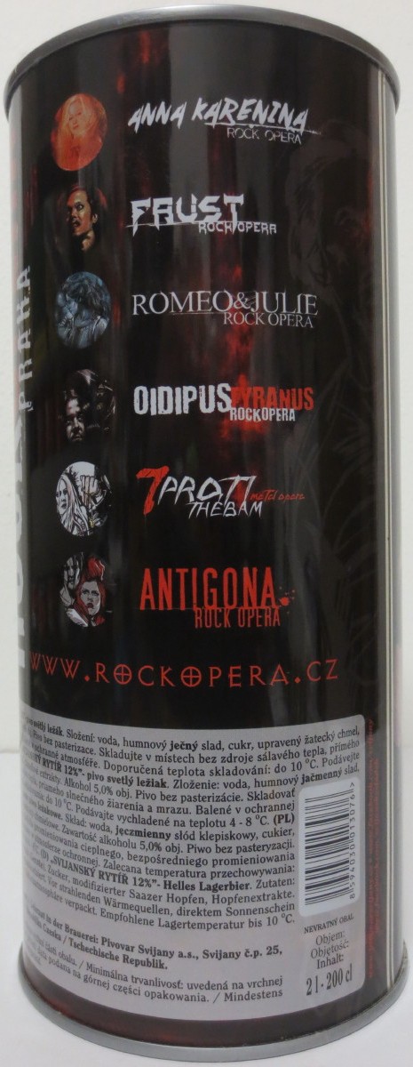 Svijany SVIJANSKÝ RYTÍŘ Světlý ležák ROCKOPERA PRAHA (200cl) č.1
