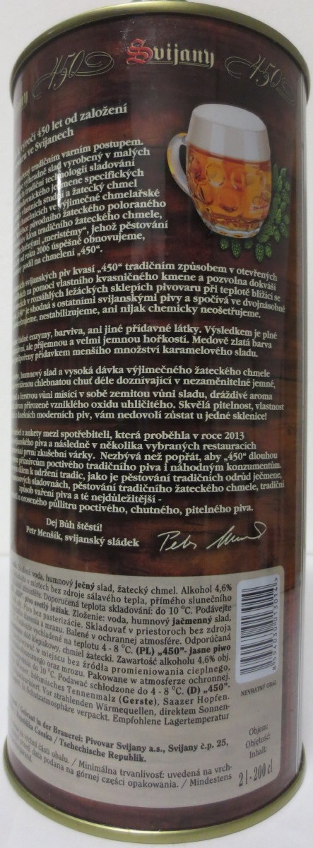 Svijany 450 - Premiový ležák - 1564 - PLECHOVKA nejen PRO CHLAPY (200cl) č.1