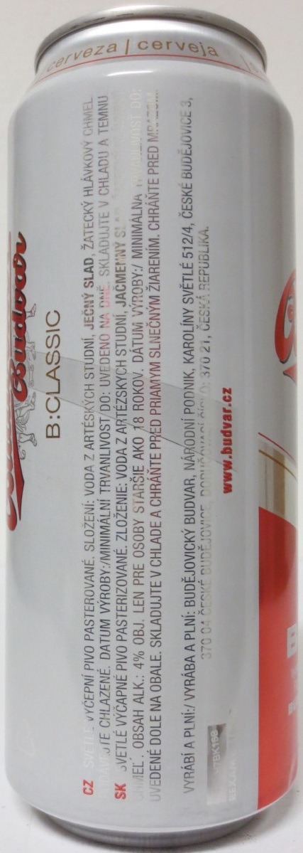Budweiser Budvar B:CLASSIC světlé výčepní pivo č.2 (50cl) (B/O)