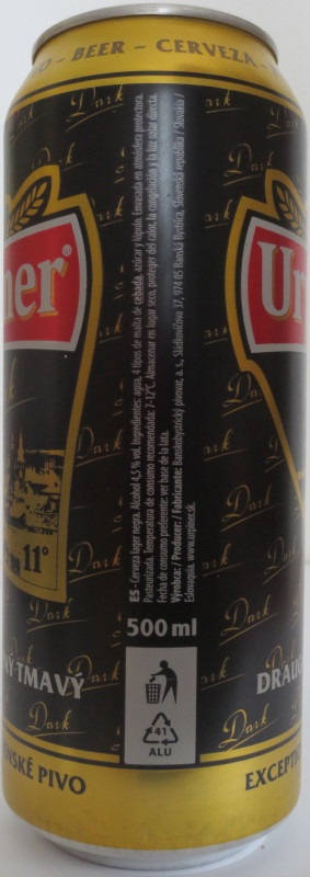 Urpiner 11° Dark DRAUGT DARK LAGER EXCEPTIONAL SLOVAK BEER (50cl) (B/O) č.1