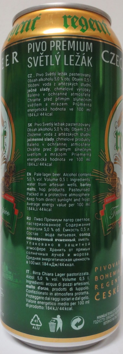 CZECH BEER Bohemia regent (50cl) (B/O) č.1