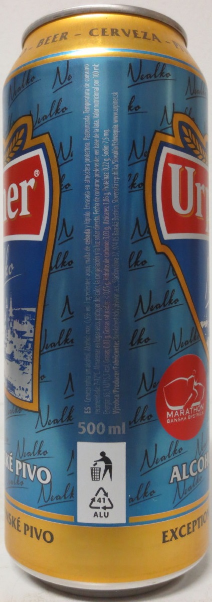 Urpiner Nealko ALCOHOL FREE BEER EXEPTIONAL SLOVAK BEER (50cl) Nr.2