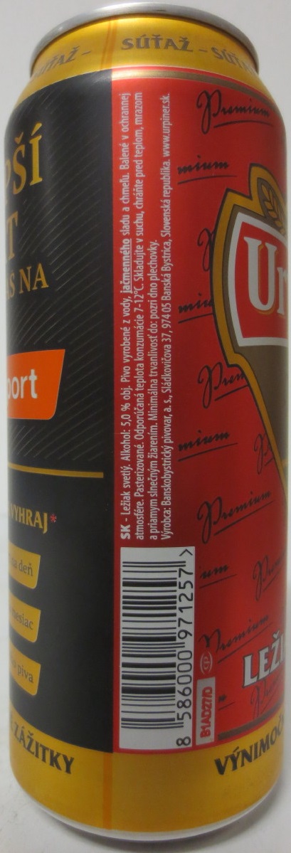 Urpiner Premium LEŽIAK SVETLÝ NAJLEPŠÍ ŠPORT (50cl) (B/O)
