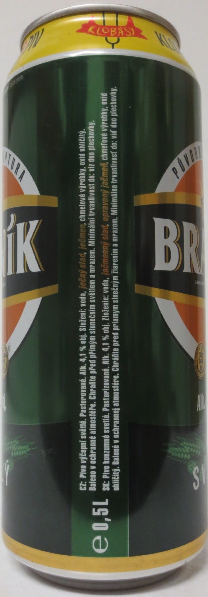 BRANÍK Alk. 4,1% obj. SVĚTLÝ KLOBÁSY JSOU ZPĚT 2020 (CZ) (50cl) (B/O) č.1