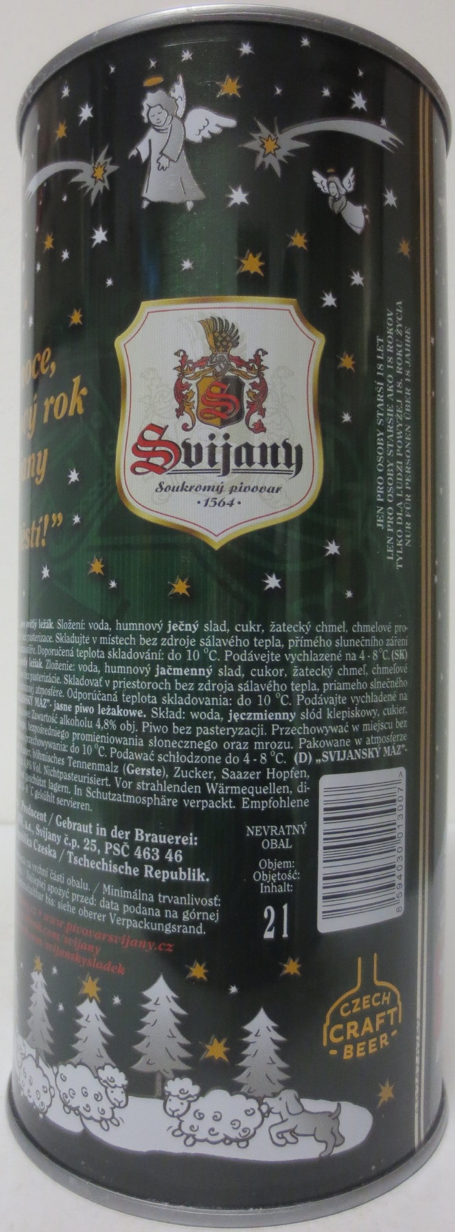 Svijany VÁNOČNÍ MÁZ Veselé Vánoce, a šťastný nový rok přejí Svijany ,,Dej Bůh štěstí (200cl)