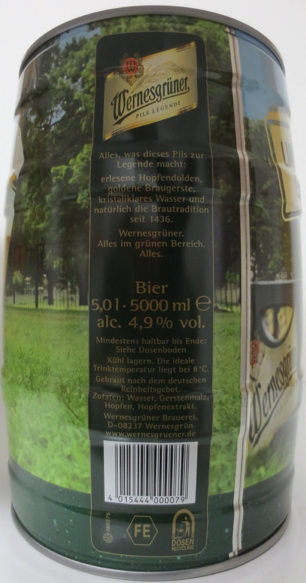 Wernesgrüner PILS LEGENDE LIMITIERTE EDITION 2012 (football) (5L) Nr.1