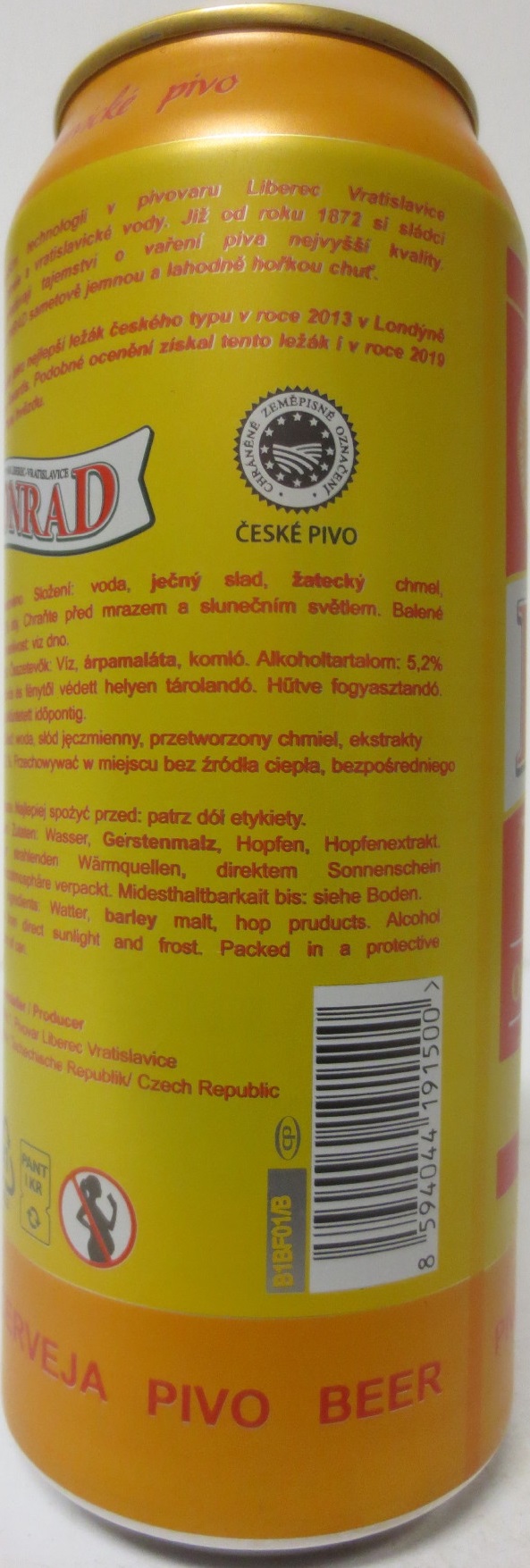 KONRAD ORIGINAL CZECH LAGER BEER WORLD BEER AWARDS (50cl) (B/O)