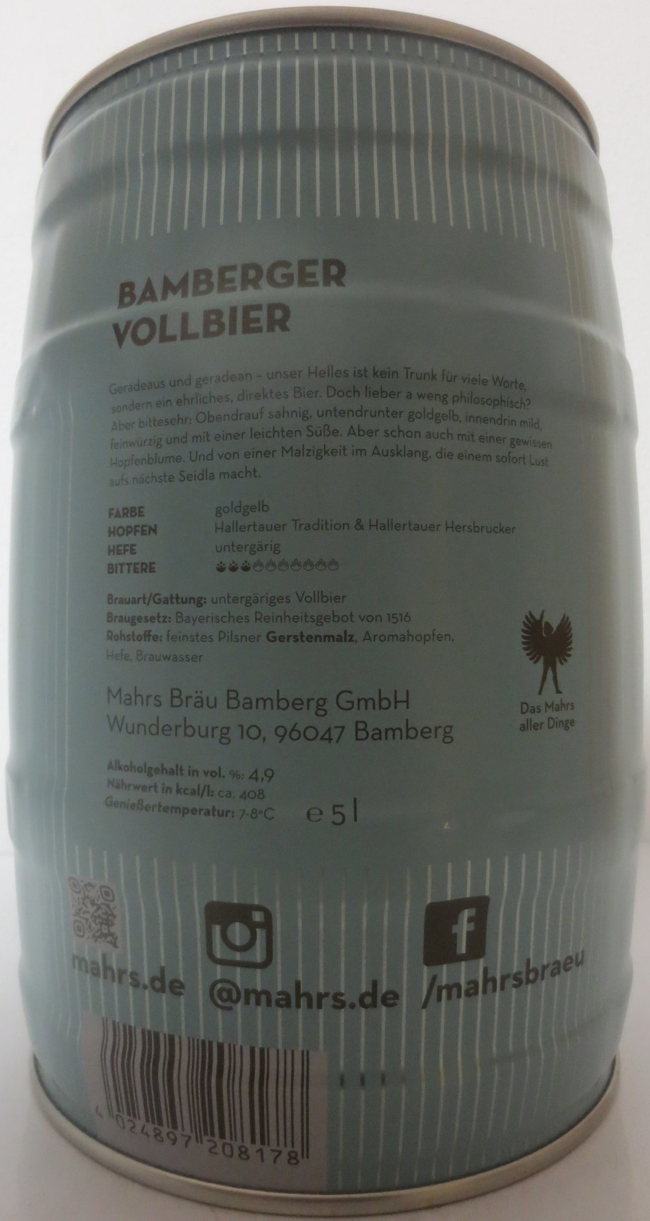 Mahrs Bräu HELLES BAMBERG VOLLBIER (5L) Nr.1