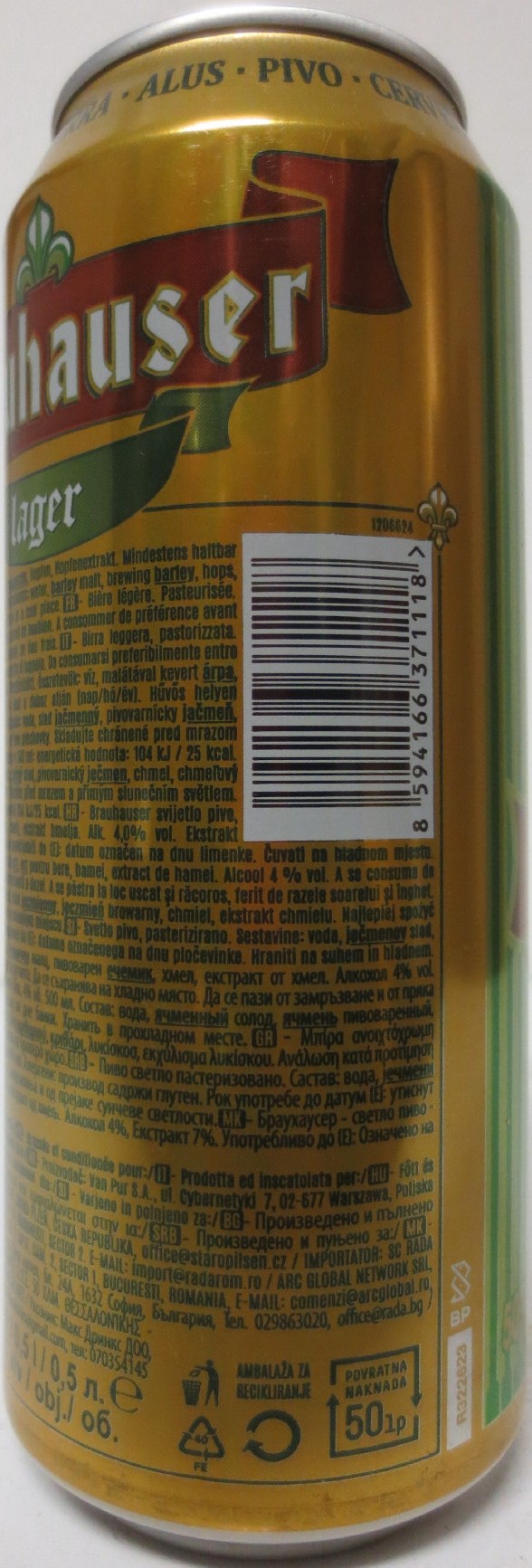 Brauhauser Lager (50cl) (B/O) č.1 