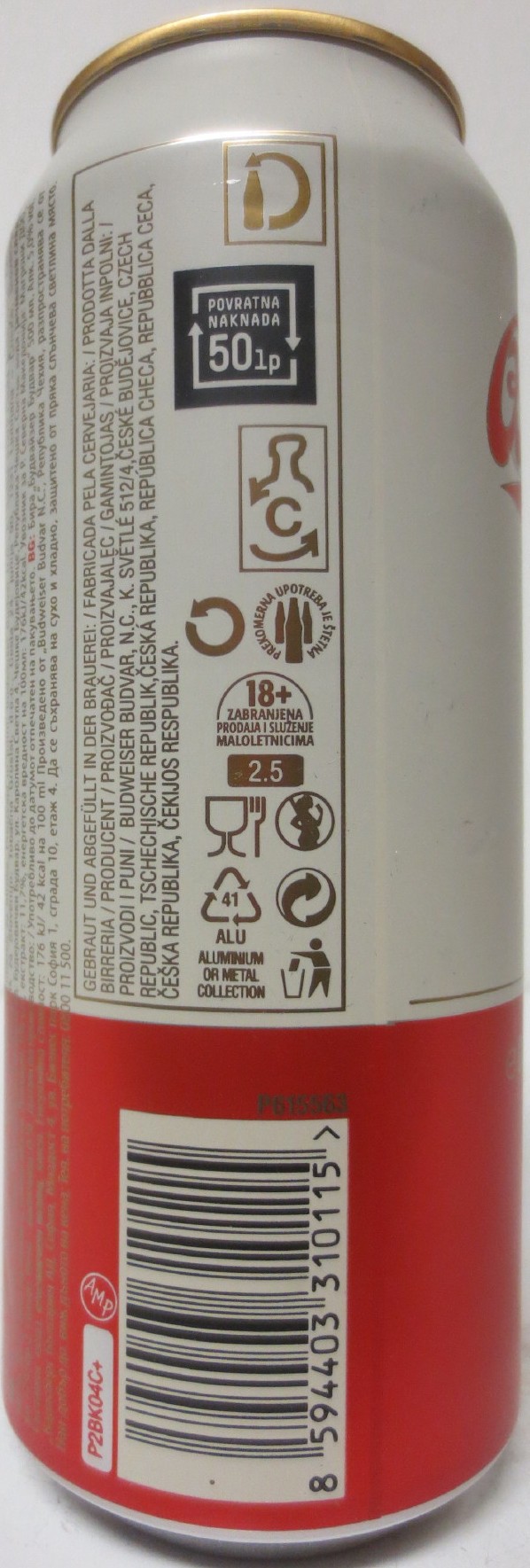 Budweiser Budvar ORIGINAL CZECH LAGER OWNED BY THE CZECH REPUBLIC (HR) (50cl) (B/O) č.3