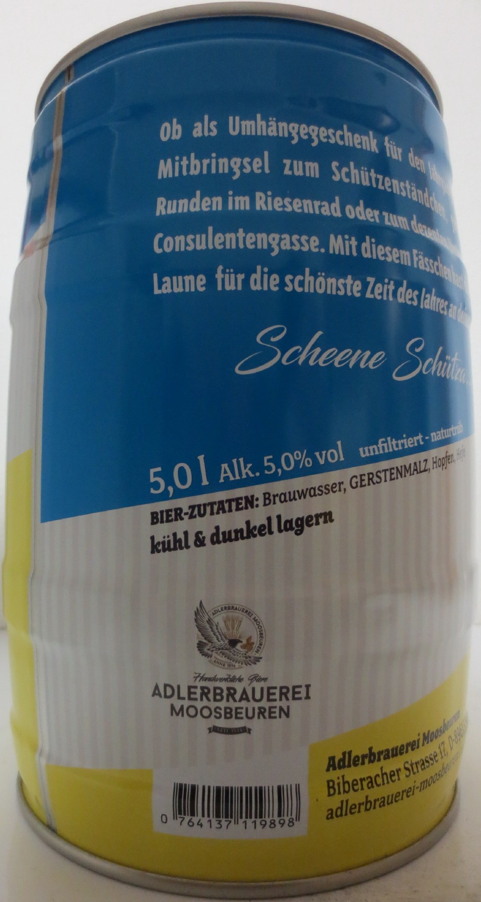 ADLERBRAUEREI MOOSBEUREN Schütza Stoff (5L) Nr.1