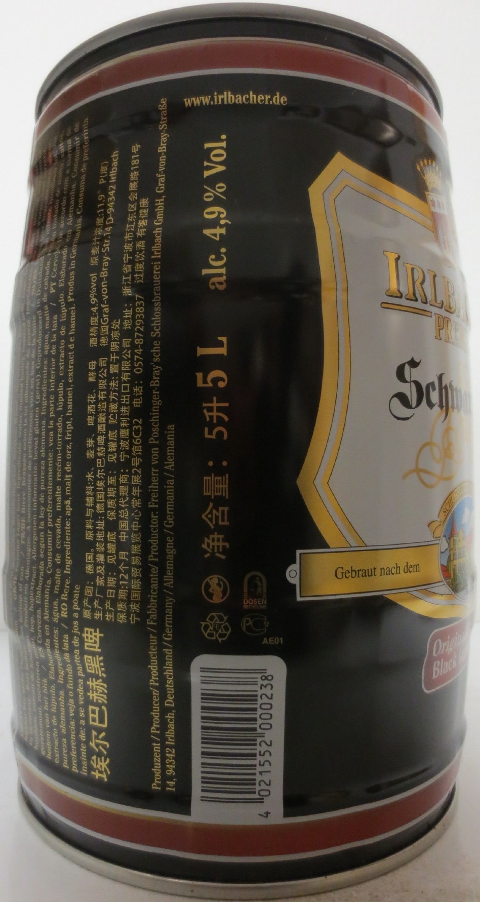 IRLBACHER PREMIUM Schwarzbier (5L) Nr.1 