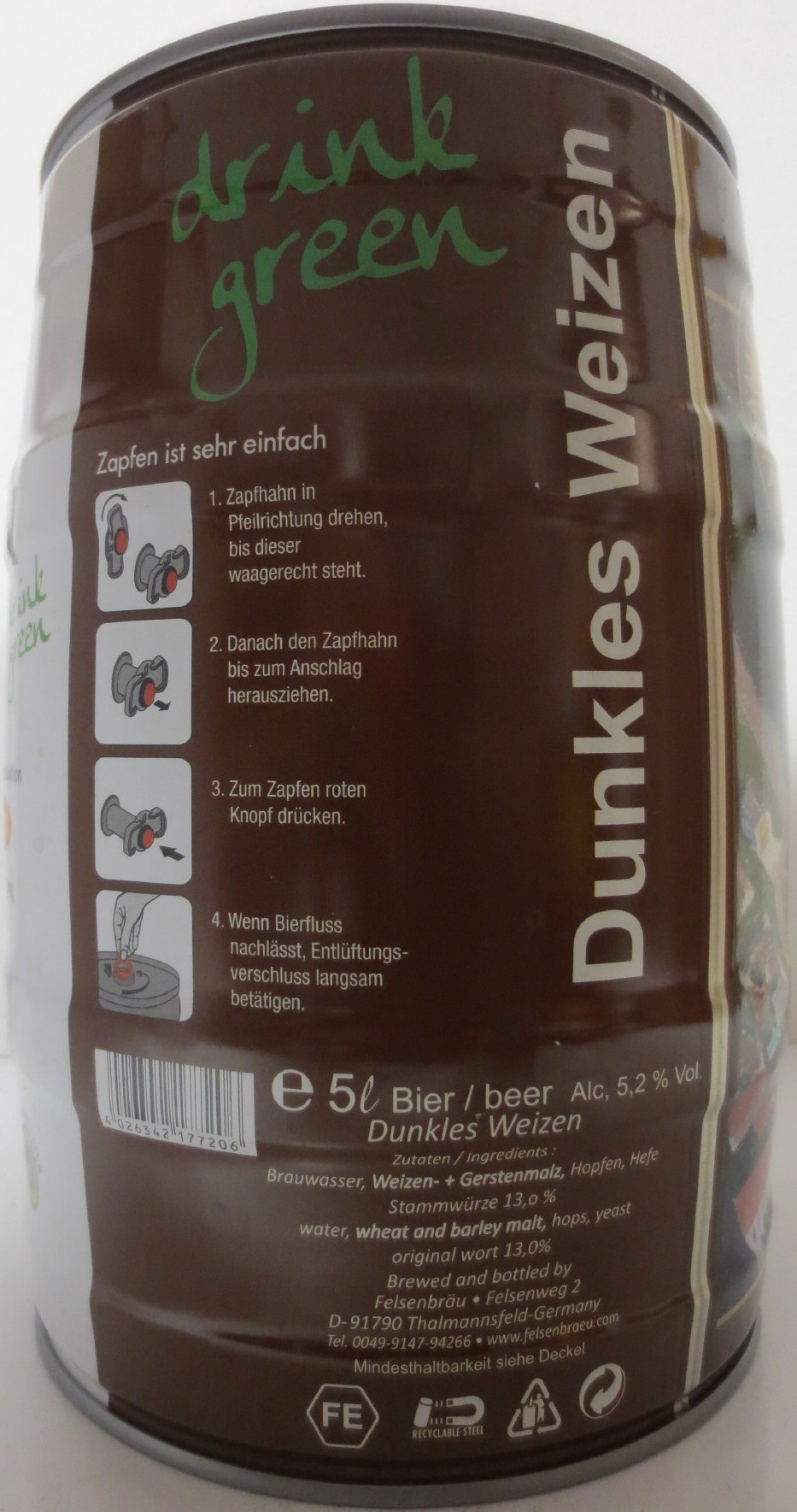 FELSEN BRÄU Solarbier Dunkles Weizen (5L) Nr.1 
