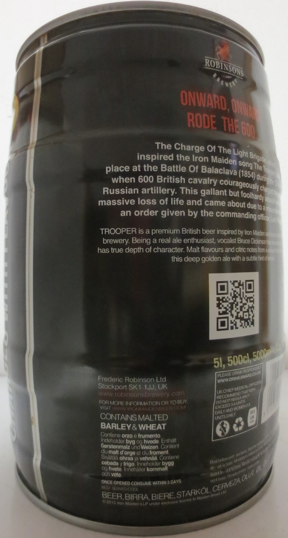 IRON MAIDEN ROBINSONS TROOPER ROBINSONS BREWERY (5L) Nr.1 