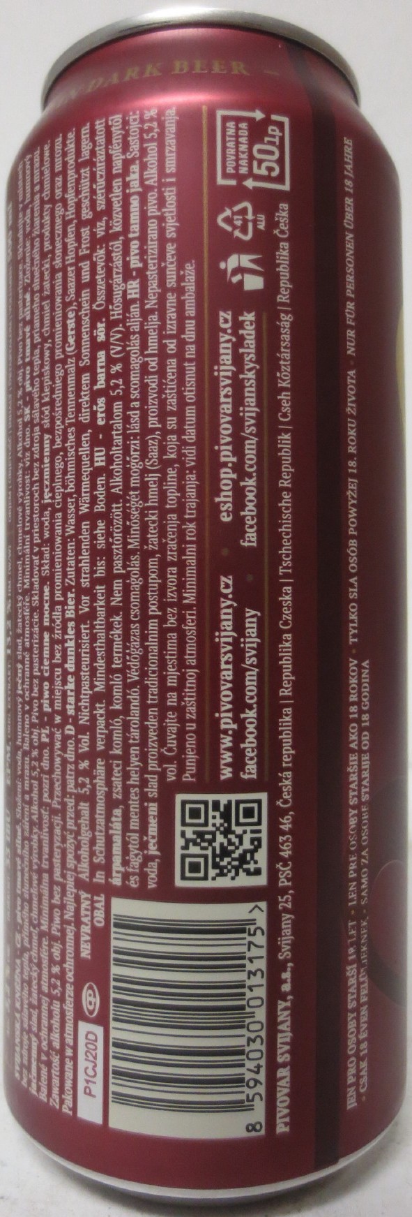 Svijany SVIJANSKÁ KNĚŽNA Tmavé silné -1564- Tradiční pivo bez pasterizace 13 III (CZ) (50cl) (B/O) č.1