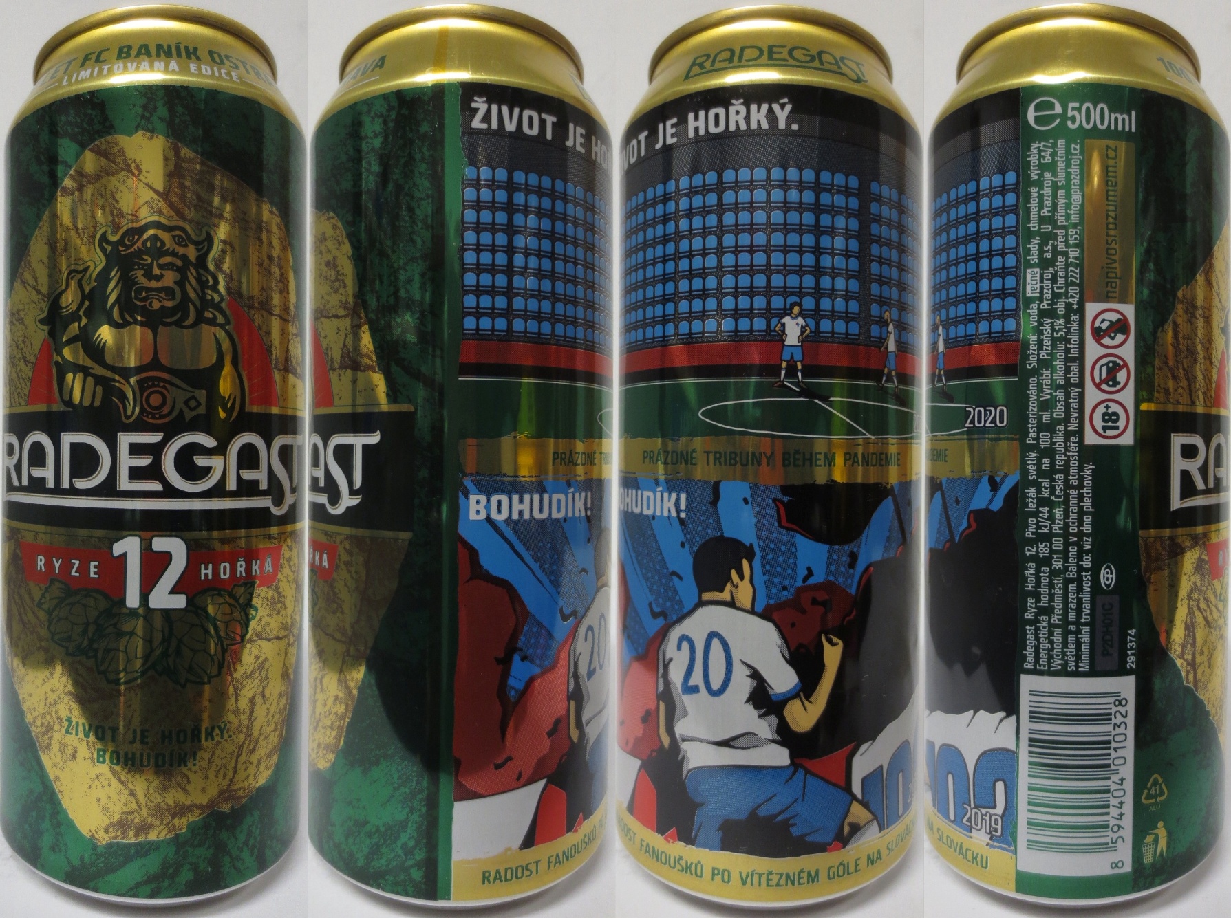 RADEGAST RYZE 12 HOŘKÁ ŽIVOT JE HOŘKÝ BOHU DÍK LIMITOVANÁ EDICE 100 LET FC BANÍK OSTRAVA kompletní série 4ks (CZ) (50cl) (T/O)