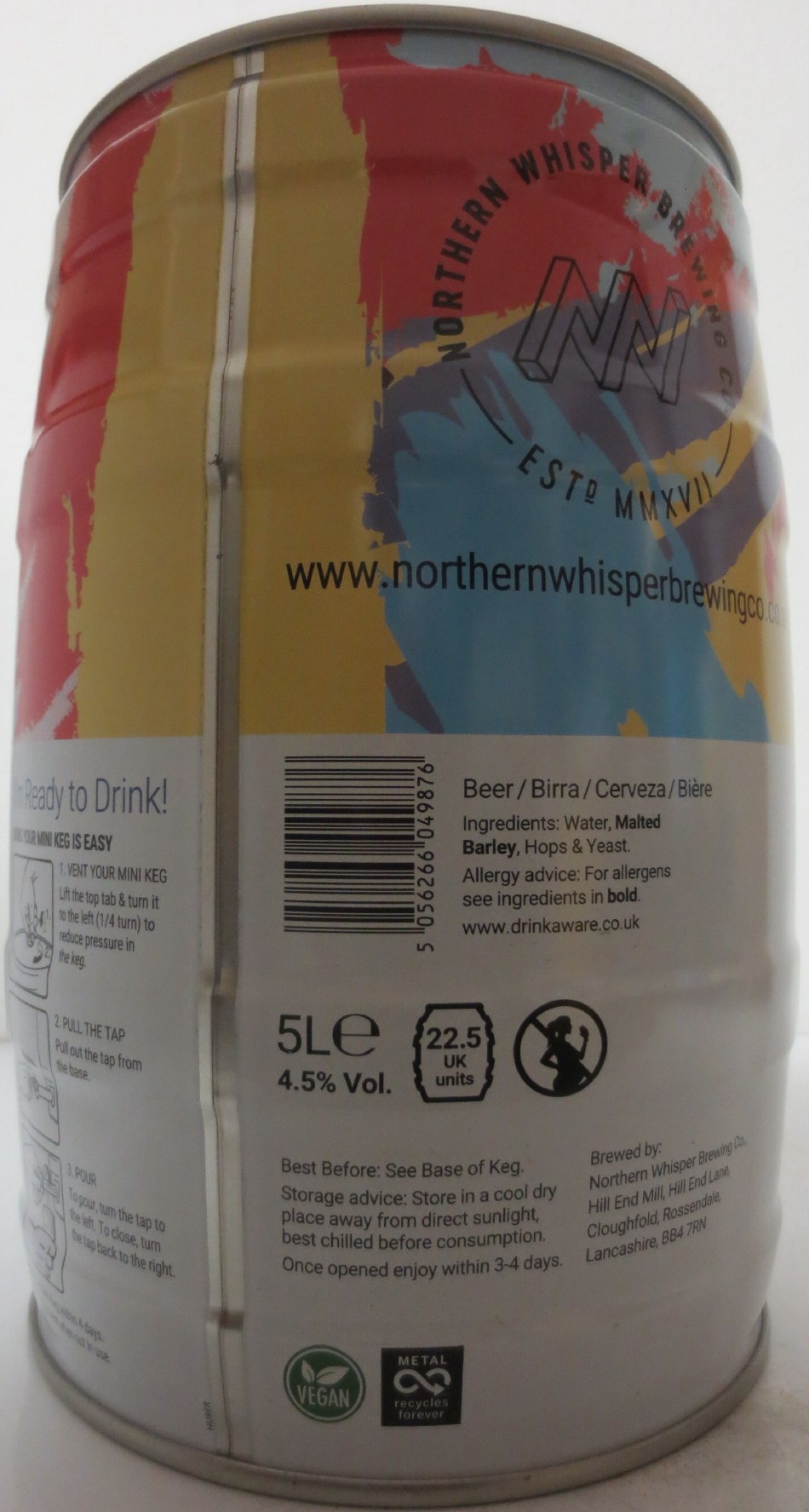 NORTHERN WHISPER BREWING CO. YAMMERHOUSE 4.5% PALE ALE (5L) Nr.1