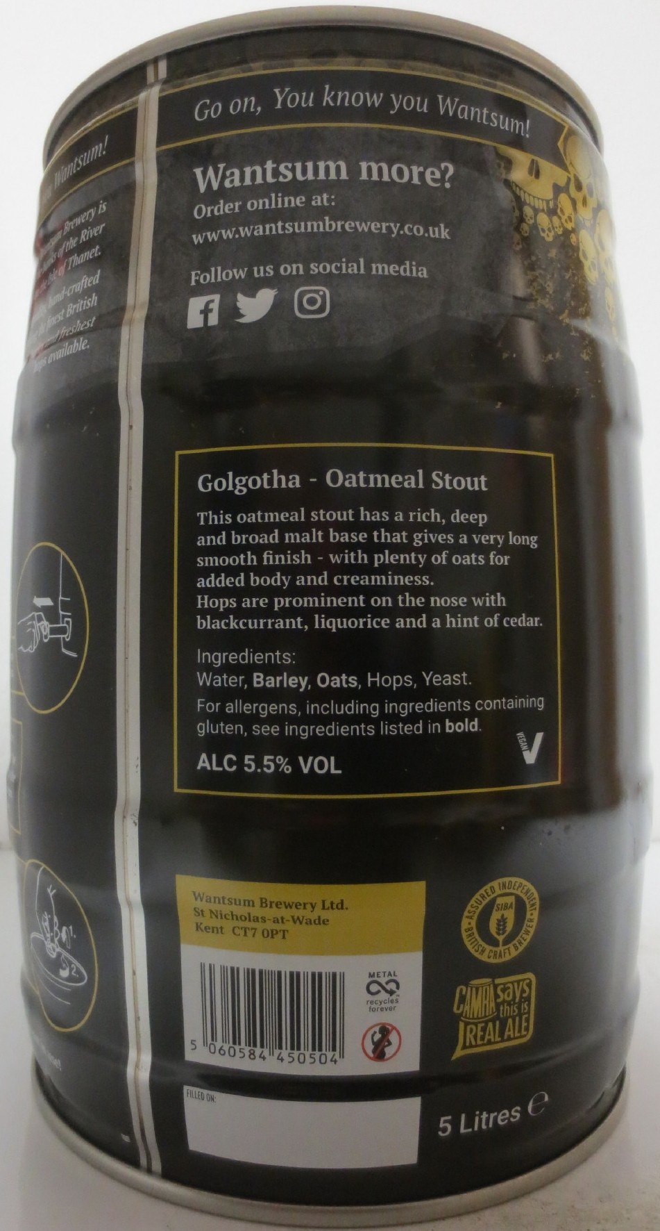 WANTSUM Golgotha Oatmeal Stout ALC 5.5% VOL (5L) Nr.1