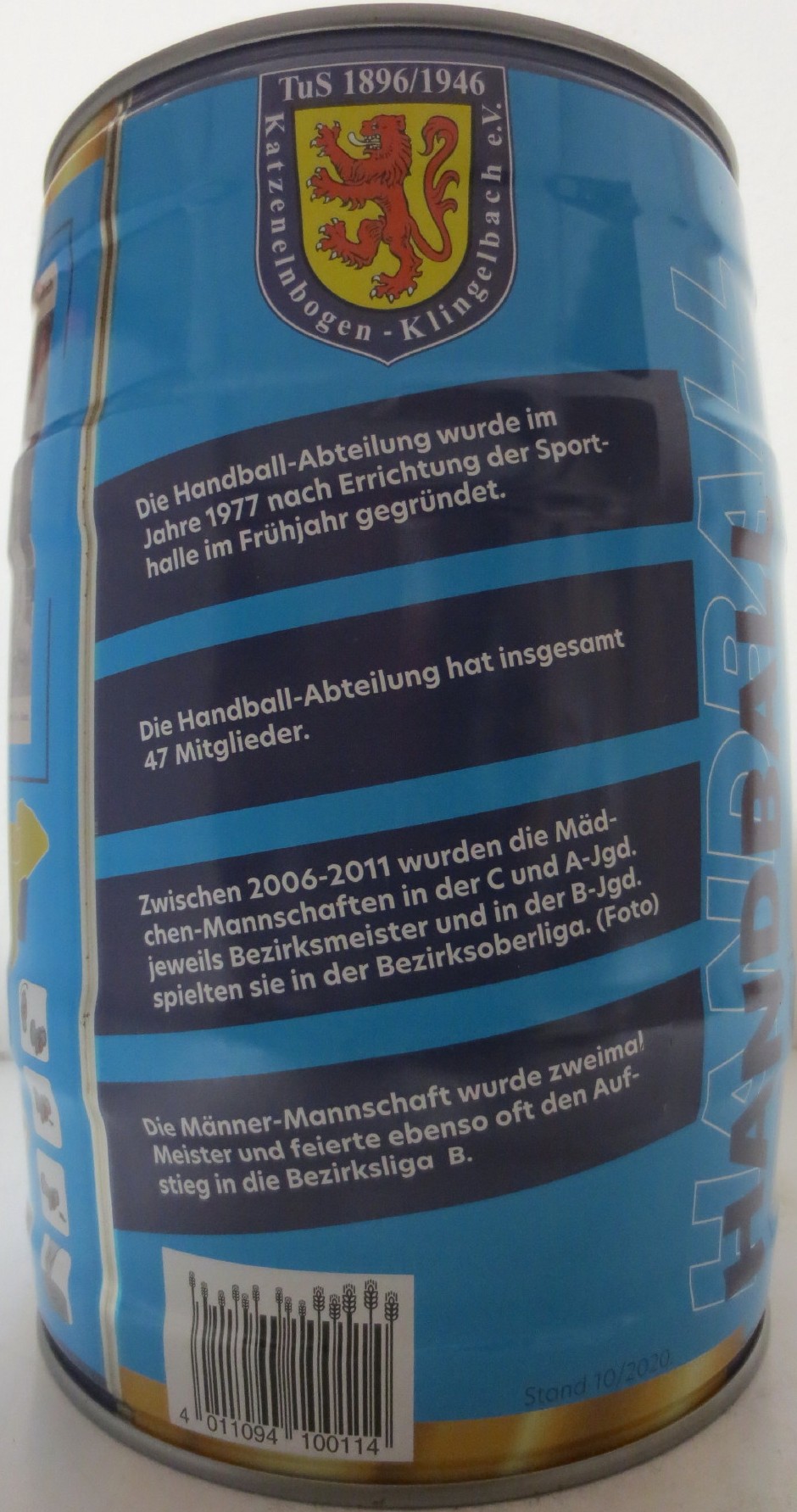 Hachenburger Pils Männer-Handball-Mannchaft des TuS K-K Saison 2018-2019! (5L) Nr.1 