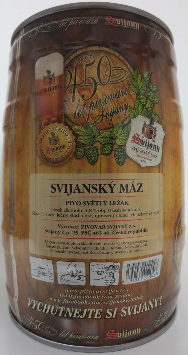 Svijany SVIJANSKÝ MÁZ Pivo světlý ležák 11% (5L) č.1